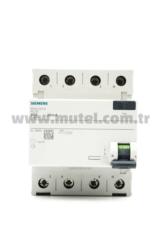 Siemens 80A 30mA 230V 3Faz Kaçak Akım Rölesi 5SV4347-0 - 2